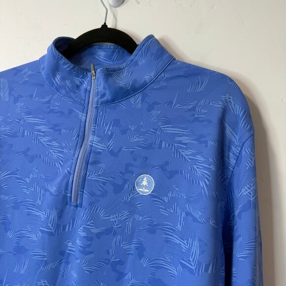 Peter Millar Men's Perth Quarter Zip Pullover Tropical Camo Blue Large Golf - Picture 10 of 10